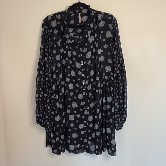 Free People Chiffon Mock Neck Turn Turn Summer Mini Dress - Picture 4 of 7